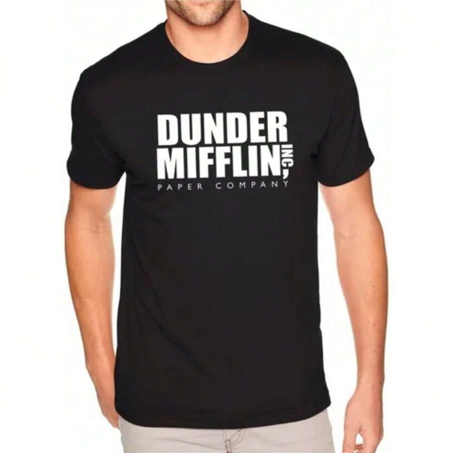 Dunder Miflin Paper Company The Office TV Series T-Shirt Michael Unisex Men Women 100% Cotton Top Premium Streetwear New Release Various Colors!! Plus Size - 黑色 - 查看 1