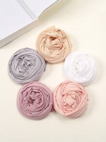 1 förpackning premium jersey hijab-set för kvinnor, 5 st huvuddukar + 2 st hårspännen, muslimska turbaner, hijab för fritidsbruk, andningsbar sjal, halsduksset, presentförpackning, julklapp - Muslimsk lång halsduk 5-delad set - Visa 12