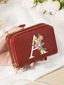 Burgundy Bag Charry Red Bag Wine Red Bag Large Capacity Multi Double Zipper Card Holder Wallet Business Card Holder Credit Card Holder Women For Women Wallet Mini Wallet Purse Wallet Card Wallet - Burgundy - View 76