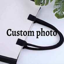 1PC Customized Picture & Text Canvas Bag, Reusable Fashion Shoulder Bag, Unisex Simple Handbag, Crossbody Bag, Perfect For Beach, Wedding And Travel, Gift For Him Or Her, Memorial Gift, Ideal Bridal Party Gift And Holiday Gift,Boho Vibes