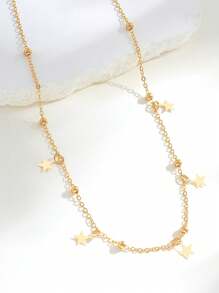 1 pieza Collar con colgante de estrella estilo minimalista y metálico, joyería plateada adecuada como regalo para mujeres y niñas, para citas, días festivos, fiestas o uso diario