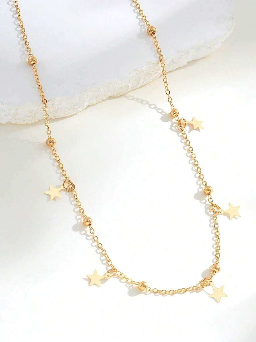 1 pieza Collar con colgante de estrella estilo minimalista y metálico, joyería plateada adecuada como regalo para mujeres y niñas, para citas, días festivos, fiestas o uso diario