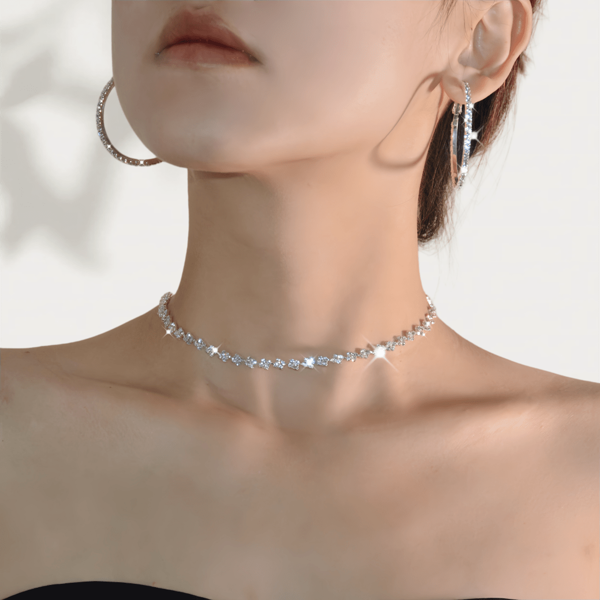 1pc Luxury Water Drop Rhinestone Claw Chain Soldered Rhinestone Necklace For Women, Perfect For Wedding, Engagement, Evening Party