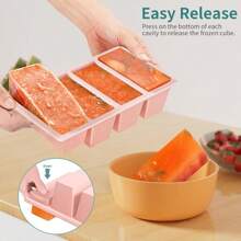 Silicone Freezer Tray For Sauce Cube: GGOW Silicone Freezing Tray For Broth Soup Storage - Freeze 250mL 125mL Souped Portion - Pink - View 2