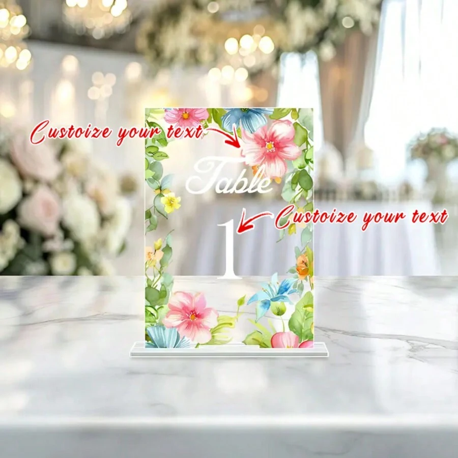 1PC Elegant Acrylic Tabletop Ornament With Customizable Content, Perfect For Weddings, Parties And Home Decor, Suitable For Halloween, Christmas, Valentine's Day, Thanksgiving Gifts Birthday Graduation - Multicolor - View 1