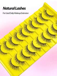 Asiteo 10对自然妆效假睫毛，柔软3D仿貂毛睫毛，可重复使用，适合日常妆容 - 自然纖長款 - 查看 2