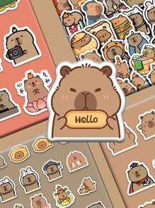 64pcs Capybara Stickers Cute Brown Stickers, Vinyl Waterproof Stickers For Laptop,Decorate Party Skateboard Phone Case Water Cup Guitar Sticker Sticker Can Diy Sticker