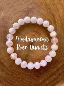 1pc Fashionable & Sweet Natural Stone Crystal Metallic Pink Color Geometric Beaded Bracelet For Women, Bringing Health, Luck, Healing Emotions For Daily, Party, Gathering