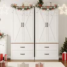 KYBOLT Kitchen Pantry Cabinet With Doors And Shelves, Freestanding Tall Kitchen Cabinet With Microwave Stand, Hutch Cabinet For Kitchen, Living Room, Bathroom, Grey - White - View 6