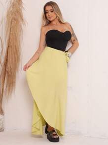 Women's Wrap Skirt With Viscose Lining - Hijau - View 3