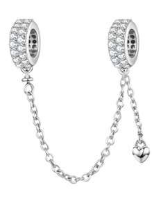 1 pieza Elegante corazón Trébol de cuatro hojas  de cadena de seguridad para mujeres Apto para pulseras Brazaletes Joyería DIY Regalos para citas Fina joyería para damas - Plateado - Ver 6