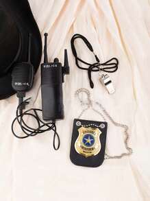 3件装 COSPLAY 仿真警察套装 对讲机眼镜 金属徽章 游戏装扮化妆派对装扮