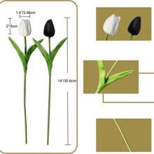 10/20 件（2 种颜色）优质人造花，真实触感郁金香花束，婚礼房间家居酒店派对活动情人节新年礼物复活节人造花 - 黑色+白色 - 查看 3