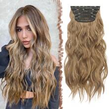 FESHFEN FESHFEN Clip In Hair Extensions 4 PCS Long Wavy Thick Highlighted Clip In Hairpieces Synthetic Hair Extension For Women, 20 Inch
