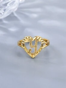 1 chiếc nhẫn rỗng cổ điển khắc 26 chữ cái có thể điều chỉnh, phụ kiện thời trang giản dị cho cặp đôi, thích hợp làm quà tặng dự tiệc/du lịch - Vàng - Xem 14