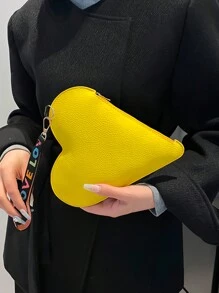 1 件心形手提包、化妆包、零钱包、女士手提包、个性化心形储物袋、小钱包、口红包、便携式迷你储物袋、情人节/节日礼物旅行必需品节日必需品