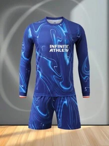 "Kit de futebol masculino personalizável inspirado no AC Milan 2024-2025 - Conjunto de camisa e shorts personalizados, estilo de design para casa", logotipo, número e conteúdo de texto personalizáveis