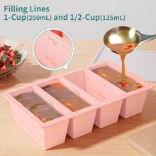 Silicone Freezer Tray For Sauce Cube: GGOW Silicone Freezing Tray For Broth Soup Storage - Freeze 250mL 125mL Souped Portion - Pink - View 4