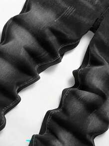 Men's Simple Stylish Denim Jeans, Casual Daily Wear - Black - View 6