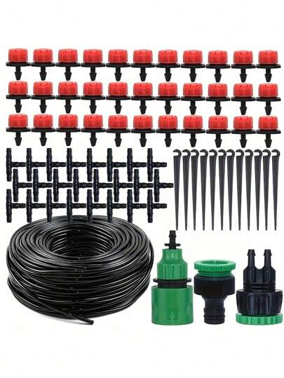 园艺滴灌系统，红色双出口滴头浇水微型喷头套装，DIY 花盆自动可调浇水园艺工具