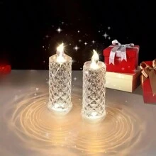 AMILL 3/6/9/12 Pcs Imitation Crystal Candle Lamps, Battery-Powered, Flameless Ambiance Lights, Suitable For Bedrooms And Living Rooms, Valentine's Day, Christmas, And Thanksgiving Gifts - ánh sáng trắng ấm áp - Xem 4