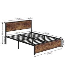 VECELO Single/Double Size Bed Frame With Wood Storage Shelf Headboard And Footboard, Metal Slates Support, No Box Spring Needed - 棕色 - 查看 3