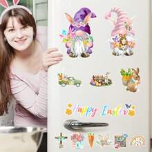 Easter Fridge Magnets Cute Bunny Gnome Carrot Truck Refrigerator Magnets Decorative Magnetic Stickers - Pink - View 6