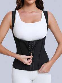 1pc Women's Latex Waist Trainer Vest With Zipper, Heavy Duty Waist Cincher, Suitable For Everyday Wear