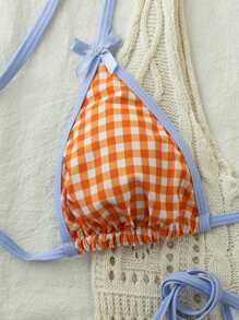 夏季多彩巡航派对可爱活力时尚青少年系带海滩度假比基尼女士两件套泳衣