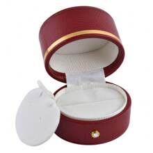 1pcs PU Leather Round Jewelry Box Ring Box Gift Box Earring Necklace Gift Box Multifunctional Jewelry Box, Suitable For Engagement Proposal Marriage (Size: 6*5.5*5.5cm)