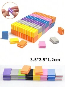 50pcs/Set Colored High Elastic Foam Nail Files, Double-Sided Mini Manicure Files, Portable Nail Care Tools