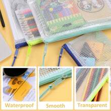 36pcs Mesh Zipper Pouch Bags,12 Colors For Storage Bags With Zipper, 8 Sizes For Reusable Plastic Zip Organizer For Travel Cosmetics - Multicolor - View 3
