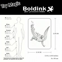 Boldink 临时纹身 - 堕落天使插图，新纹身设计，纹身可持续 1-2 周，细节丰富且哑光，临时纹身的绝佳选择