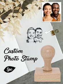1/2pcs Custom Photo Round Stamp, Personalized Portrait Stamp, Customized Photo/Face Wooden Rubber Stamp, Picture Stamps Personalized, Diy Customized Stamp, Personalized Wedding Seal, Anniversary Stamps Personalized, Customizable Pet Stamps - Style a - View 7