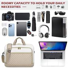 NEWHEY Laptop Bag 17.3 Inch Laptop Briefcase For Women Men Waterproof Shoulder Messenger Bag Large Computer Bag For Business Office Work College, Black - 卡其色&米色 - 查看 7