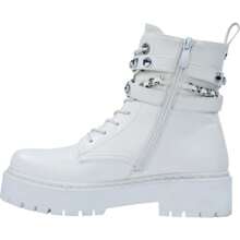 Women's Military Style Boots With Chain And Rhinestones, With Laces, White, Mod. 1143009 - 白色 - 查看 4