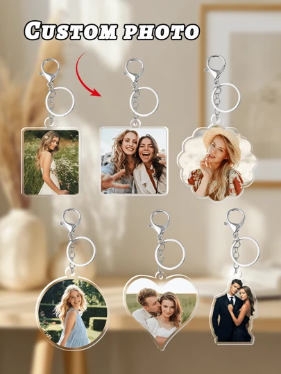 1pc Personalized Acrylic Keychain, Custom Photo Keyring, Handmade Double-Sided Picture Keychain, Fashion Wall Mount Plastic Pendant, With Custom Photo For Couples, Friends, Pets, Commemorative Gift, Dawg, Engraved, Stainless, Colorful, Cute, Y2K, Stylish, Unisex, Casual, Custom, Personalized, Unique, Customized, Ideal Gifts For Him, Ideal Gifts For Her, Her, Boyfriend