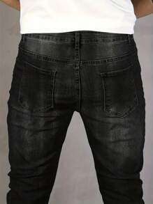 Men's Simple Stylish Denim Jeans, Casual Daily Wear - Black - View 3