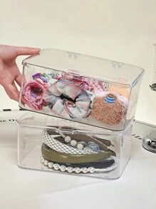 1pc Hair Accessory Storage Box, Little Girl Headband And Rubber Band Accessory Box, Hair Clip, Hairpin, Headwear, Large Capacity Jewelry Box, Flip Top Desktop Storage Box, Multifunctional Storage Box For Miscellaneous Items, Stationery, Cosmetics