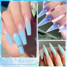Mtssii Macaron Jelly Gel Nail Polish Blue Crystal Translucent Candy Color Semi Permanent Varnish Nail Art Soak Off UV LED Gel Polish For Summer Manicure Home Salon