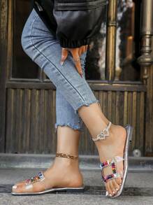 1 双夏季促销银色女童防滑拖鞋时尚动感公主风平底16-25岁女孩凉鞋适合室内外休闲多色钩环人字拖