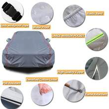 6-Layers PEVA New Material Sedan SUV Full Padded Car Cover Waterproof All Weather Weatherproof Snow Dust Resistant Outdoor Exterior Custom Form-Fit Straps 165-179 - 銀色車罩 - 查看 11