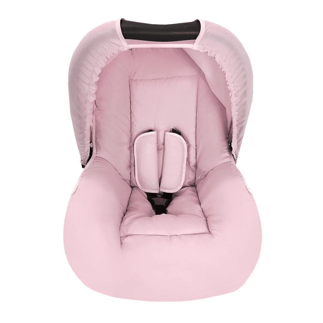 Combo - Baby Car Seat Cover, Sun Protection Hood And Belt Protectors - Various Colors - PINK SALT - View 1