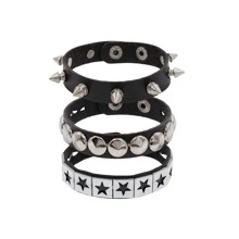Spiked Studded Armbanden Punk Leren Klinknagels Armband Voor Mannen Vrouwen, Punk Rock Star Studded Armband Set Spiked Leren Manchet Armband 80s Polsband Emo Armband Verstelbare Punk Accessoires Spiked Leren Armband Geschenken