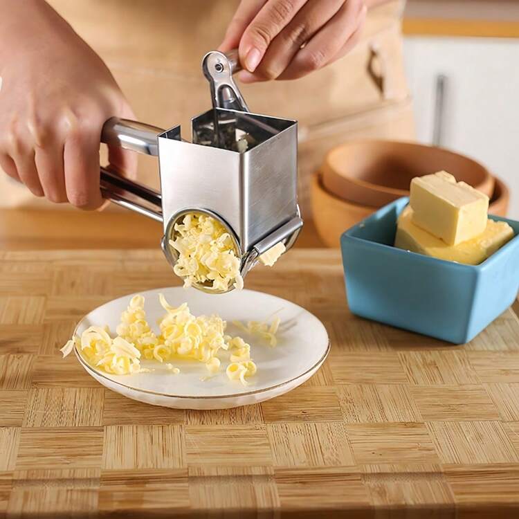 1PC Máy bào phô mai quay tay bằng thép không gỉ đa chức năng rau củ sô cô la cà rốt máy thái lát gừng quay, tiện lợi nhanh chóng hiệu quả chất lượng cao, dụng cụ nhà bếp - Bạc - Xem 7