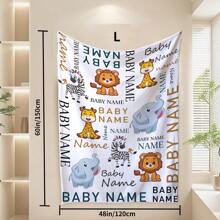 1pc Custom Name Blanket For Kids, Customized Cartoon Animal Pattern Blankets, Personalized Children'S Blanket, Personalized Flannel Throw Blankets, Personalized Gifts For Girl, - Style a - View 11