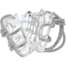 Clear Acrylic Clutch Sparkle Rhinestone Evening Bag - trắng - Xem 5