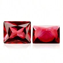 一颗 100% 实验室培育红宝石矩形切割宝石，用于制作饰品高级珠宝制作材料 DIY - 紅色 - 查看 8