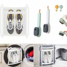 Dispensador de jabón, cepillos de limpieza para zapatos, bolsas de lavandería, bolsas de red para secar y lavar zapatillas, bolsas de malla grandes con cierre y correa para el lavado de zapatos y zapatillas, red de malla para la mayoría de las puertas de las secadoras
