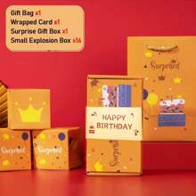 1 件生日快乐惊喜礼物弹出式爆炸礼盒，含 10/16 个弹跳盒，生日快乐惊喜礼盒，现金爆炸礼盒，爆炸礼盒现金礼盒，适合情人节、毕业典礼、生日、周年纪念礼物
